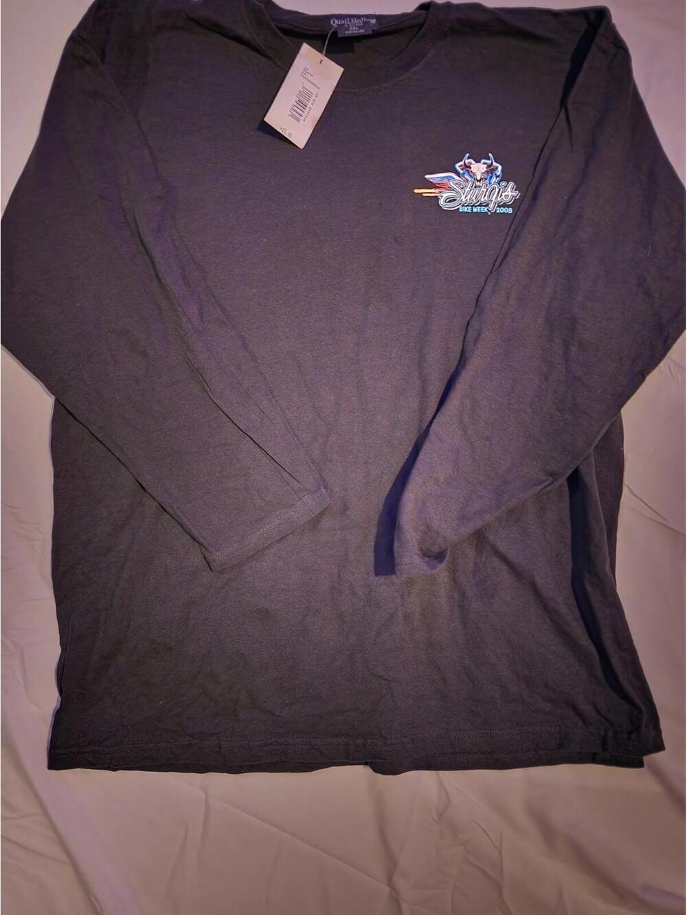2008 Deadstock Sturgis Bike Week Black Quail Hollow NWT T-Shirt 2x Long Sleeve